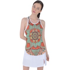 Mandala Floral Decorative Flower Racer Back Mesh Tank Top