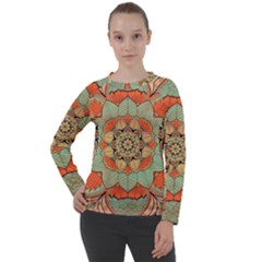 Mandala Floral Decorative Flower Women s Long Sleeve Raglan T-shirt