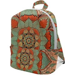 Mandala Floral Decorative Flower Zip Up Backpack