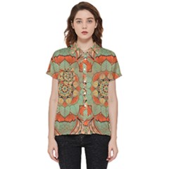 Mandala Floral Decorative Flower Short Sleeve Pocket Shirt