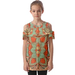 Mandala Floral Decorative Flower Fold Over Open Sleeve Top