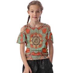 Mandala Floral Decorative Flower Kids  Butterfly Cutout T-shirt