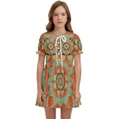 Mandala Floral Decorative Flower Kids  Sweet Collar Dress by Maspions