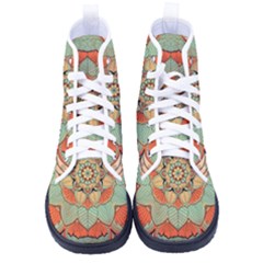 Mandala Floral Decorative Flower Kid s High-top Canvas Sneakers