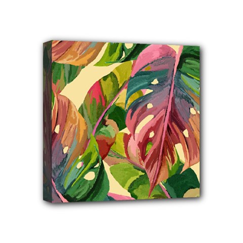 Monstera Colorful Leaves Foliage Mini Canvas 4  X 4  (stretched)