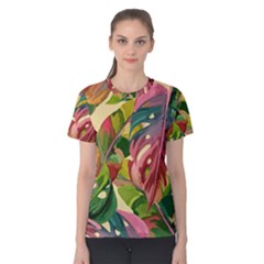 Monstera Colorful Leaves Foliage Women s Cotton T-shirt