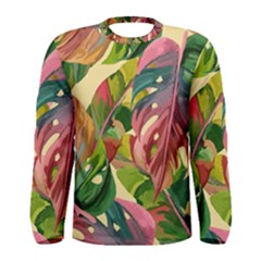 Monstera Colorful Leaves Foliage Men s Long Sleeve T-shirt by Maspions