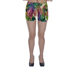 Monstera Colorful Leaves Foliage Skinny Shorts