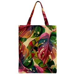 Monstera Colorful Leaves Foliage Zipper Classic Tote Bag