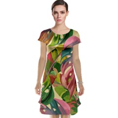 Monstera Colorful Leaves Foliage Cap Sleeve Nightdress