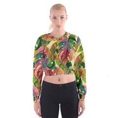 Monstera Colorful Leaves Foliage Cropped Sweatshirt