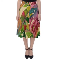 Monstera Colorful Leaves Foliage Classic Midi Skirt