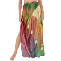 Monstera Colorful Leaves Foliage Maxi Chiffon Tie-up Sarong