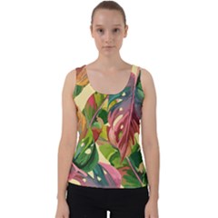 Monstera Colorful Leaves Foliage Velvet Tank Top