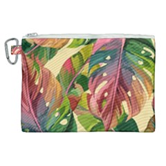 Monstera Colorful Leaves Foliage Canvas Cosmetic Bag (xl)