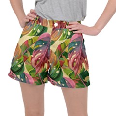 Monstera Colorful Leaves Foliage Women s Ripstop Shorts