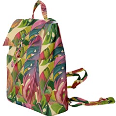 Monstera Colorful Leaves Foliage Buckle Everyday Backpack by Maspions