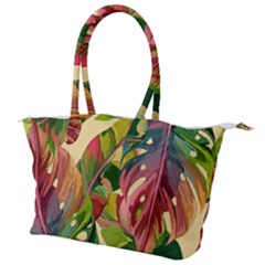 Monstera Colorful Leaves Foliage Canvas Shoulder Bag