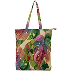 Monstera Colorful Leaves Foliage Double Zip Up Tote Bag