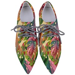 Monstera Colorful Leaves Foliage Pointed Oxford Shoes