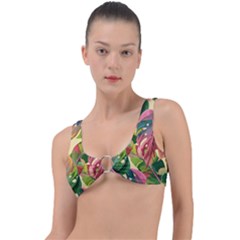 Monstera Colorful Leaves Foliage Ring Detail Bikini Top