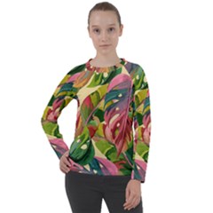 Monstera Colorful Leaves Foliage Women s Long Sleeve Raglan T-shirt