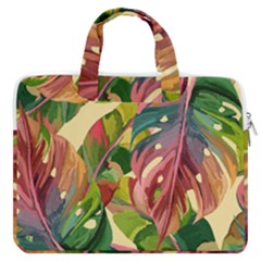 Monstera Colorful Leaves Foliage Macbook Pro 15  Double Pocket Laptop Bag 