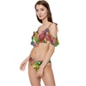 Monstera Colorful Leaves Foliage Ruffle Edge Tie Up Bikini Set	 View2