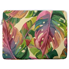 Monstera Colorful Leaves Foliage 17  Vertical Laptop Sleeve Case With Pocket by Maspions