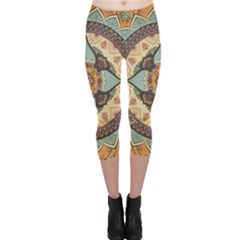 Mandala Floral Decorative Flower Capri Leggings 