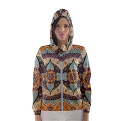 Mandala Floral Decorative Flower Women s Hooded Windbreaker