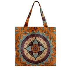 Mandala Floral Decorative Flower Zipper Grocery Tote Bag