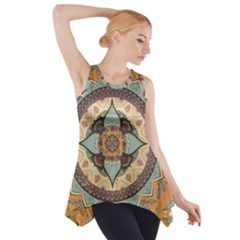 Mandala Floral Decorative Flower Side Drop Tank Tunic