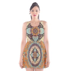 Mandala Floral Decorative Flower Scoop Neck Skater Dress