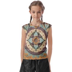 Mandala Floral Decorative Flower Kids  Raglan Cap Sleeve T-shirt