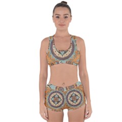 Mandala Floral Decorative Flower Racerback Boyleg Bikini Set