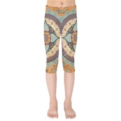 Mandala Floral Decorative Flower Kids  Capri Leggings 