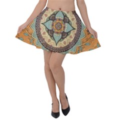 Mandala Floral Decorative Flower Velvet Skater Skirt