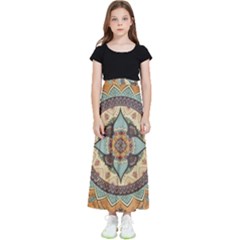 Mandala Floral Decorative Flower Kids  Flared Maxi Skirt