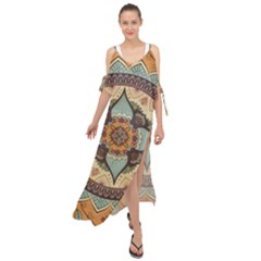 Mandala Floral Decorative Flower Maxi Chiffon Cover Up Dress