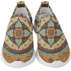 Mandala Floral Decorative Flower Kids  Slip On Sneakers