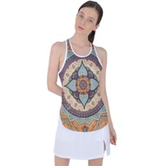 Mandala Floral Decorative Flower Racer Back Mesh Tank Top