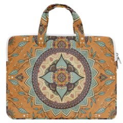 Mandala Floral Decorative Flower Macbook Pro 15  Double Pocket Laptop Bag 