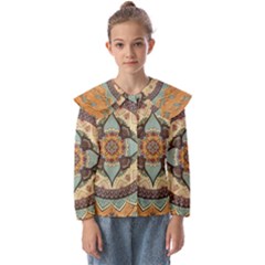 Mandala Floral Decorative Flower Kids  Peter Pan Collar Blouse