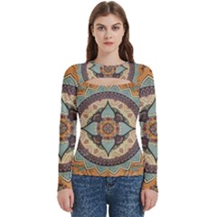 Mandala Floral Decorative Flower Women s Cut Out Long Sleeve T-shirt by Maspions