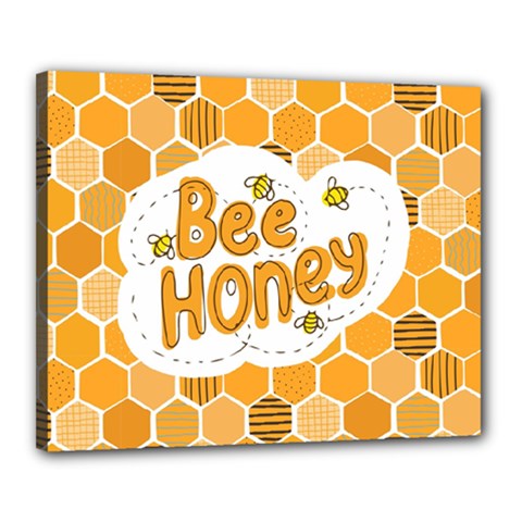 Bee Honey Honeycomb Hexagon Canvas 20  X 16  (stretched)