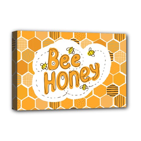 Bee Honey Honeycomb Hexagon Deluxe Canvas 18  X 12  (stretched) by Maspions