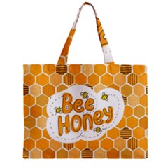 Bee Honey Honeycomb Hexagon Zipper Mini Tote Bag