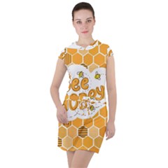 Bee Honey Honeycomb Hexagon Drawstring Hooded Dress