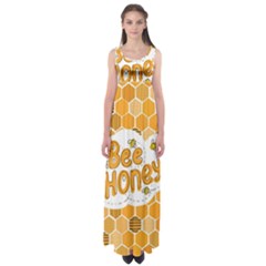 Bee Honey Honeycomb Hexagon Empire Waist Maxi Dress